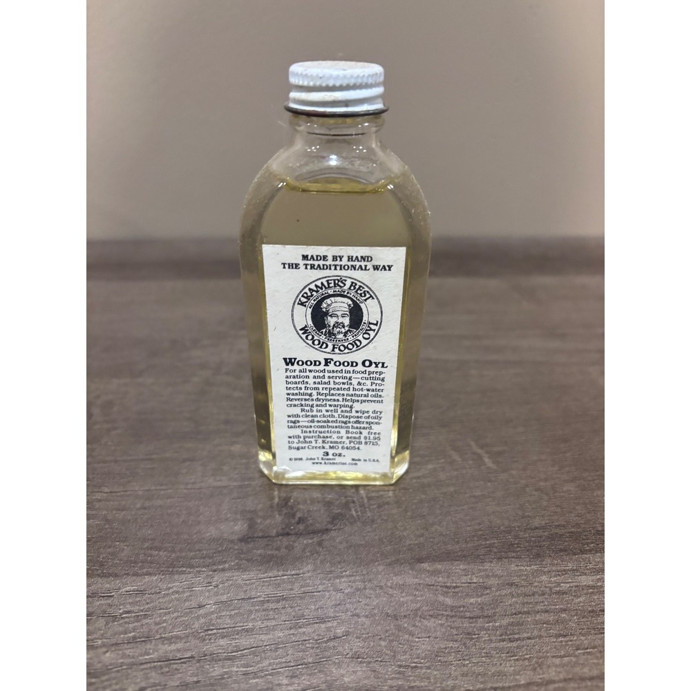 Kramer's Best Wood Food Oyl 3 oz Natural Wood Preservative for Cutting Boards